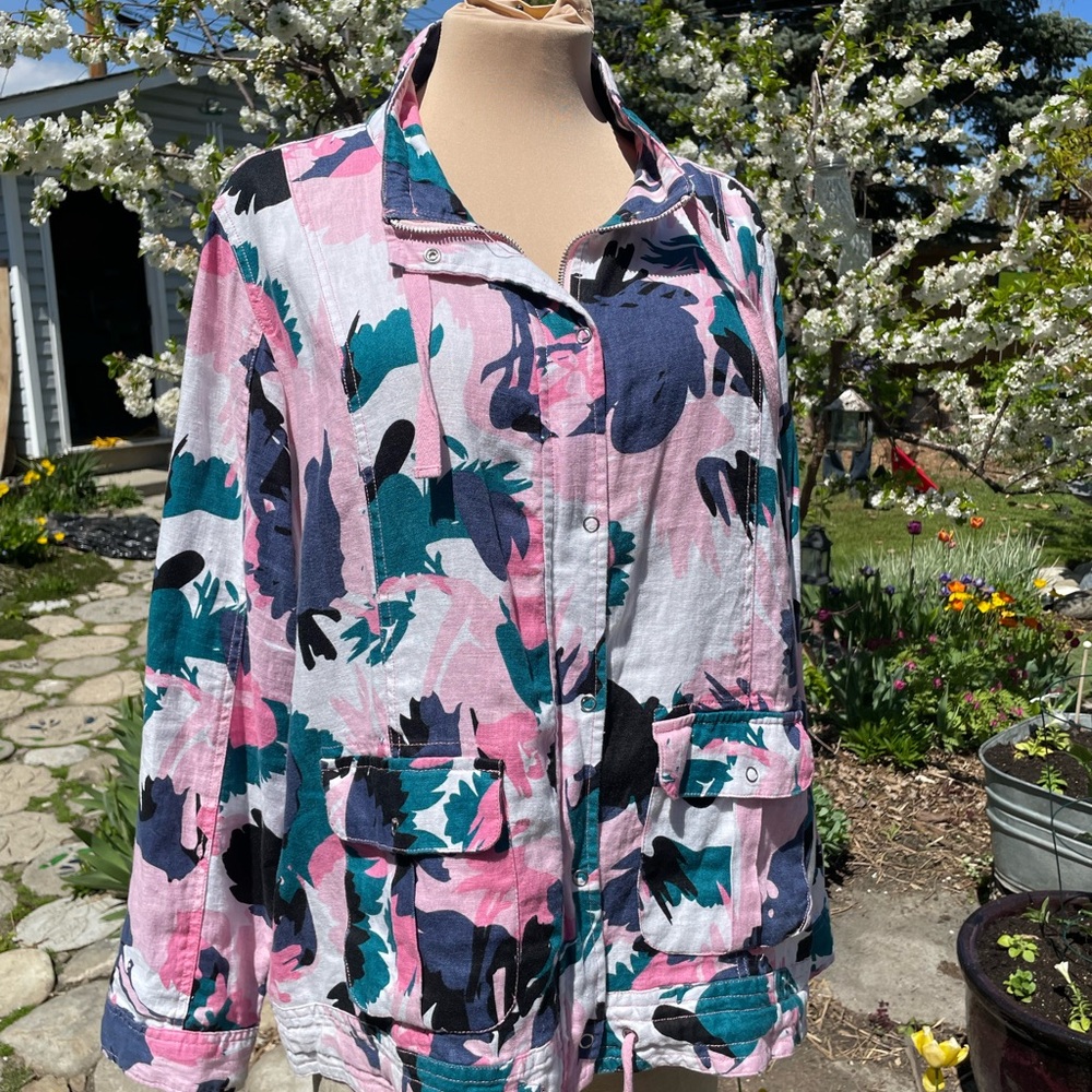 Colorful Yesta Linen Abstract Print Jacket size 20W